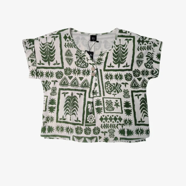 INES ESTHNIC PRINT BUTTON TOP