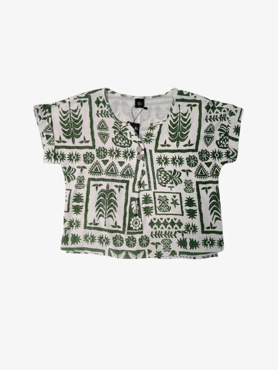 INES ESTHNIC PRINT BUTTON TOP