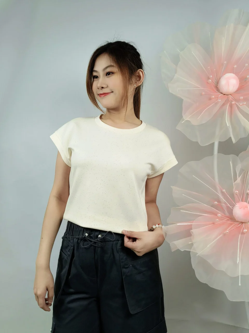 JENNA GLITTER CAP SLEEVE TOP — view 4