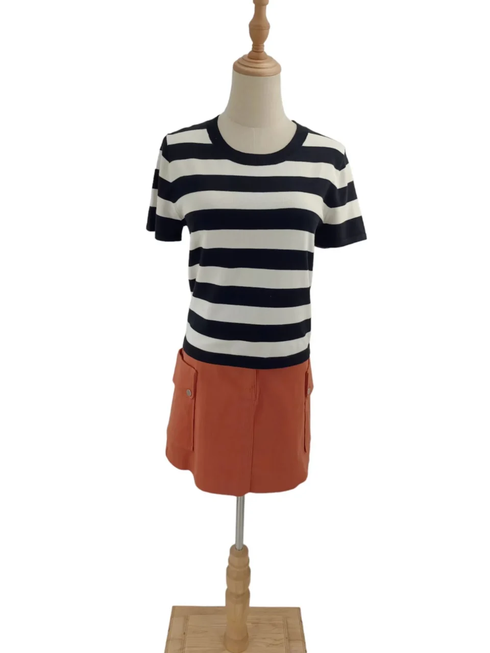 SAIRA STRIPED SHORT SLEEVE KNIT TOP — view 2