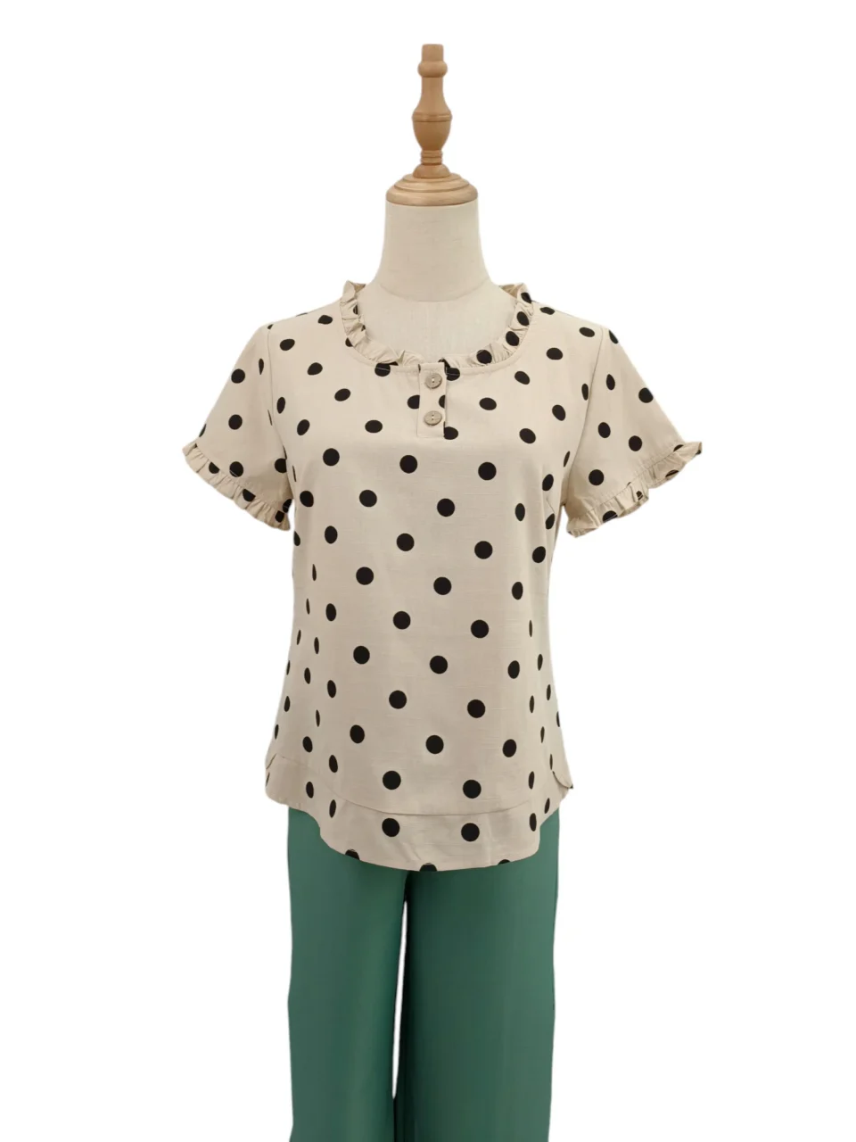 AYLA SHORT SLEEVE POLKA DOTS BLOUSE — view 2