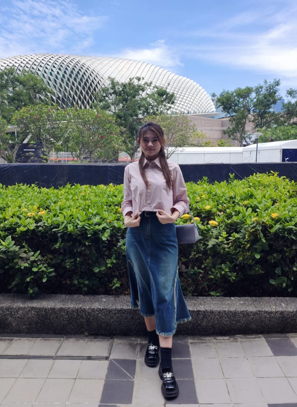 ELIN WAVY DENIM MIDI SKIRT — view 2