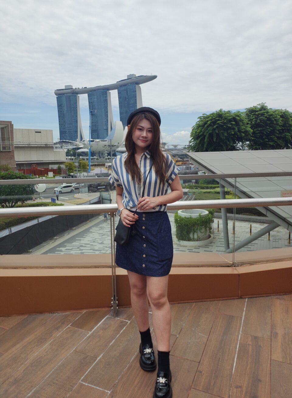 ALISHA SHORT SLEEVE STRIPED BLOUSE (O-BS75587)