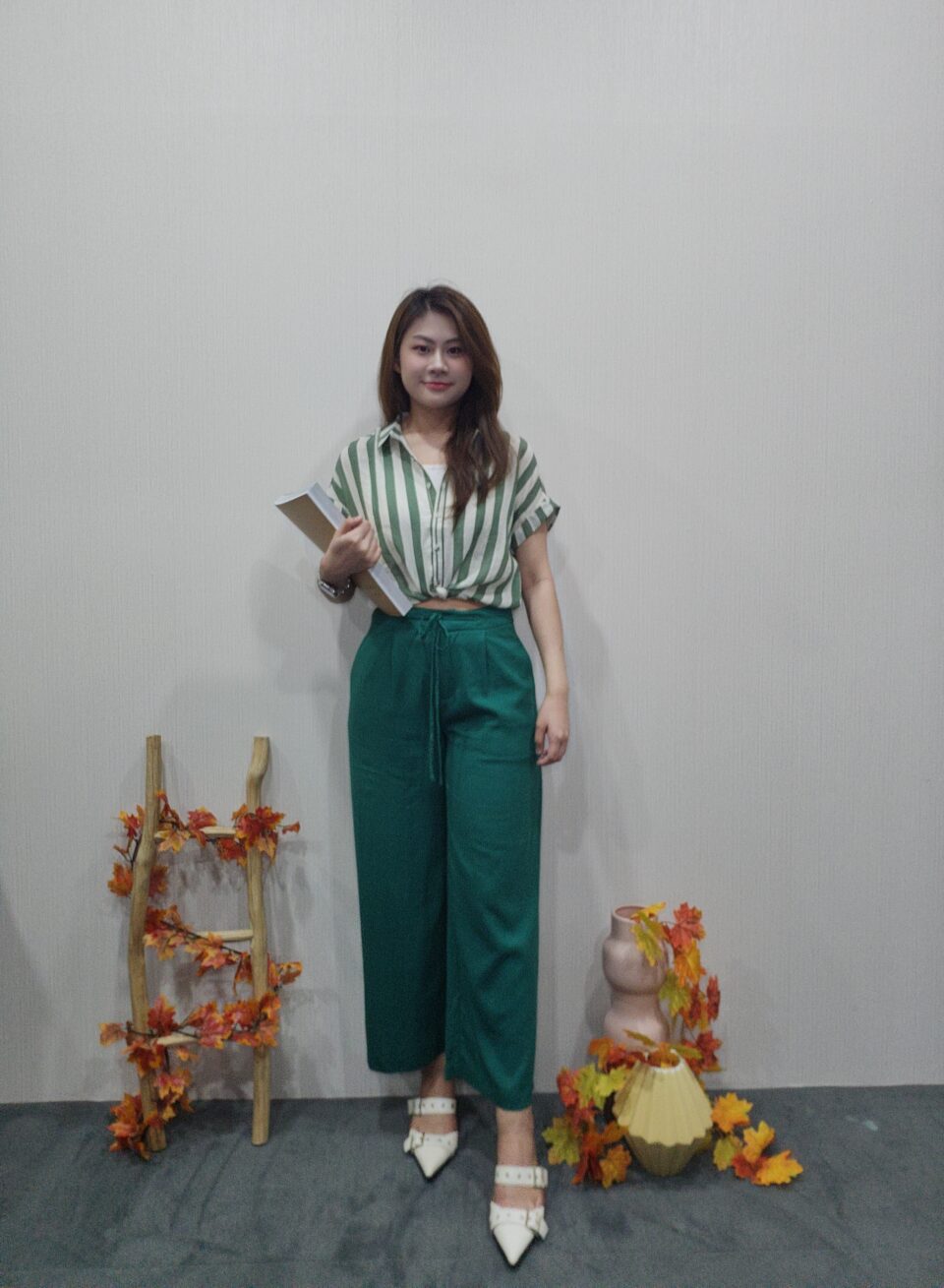 ALISHA SHORT SLEEVE STRIPED BLOUSE (O-BS75587)