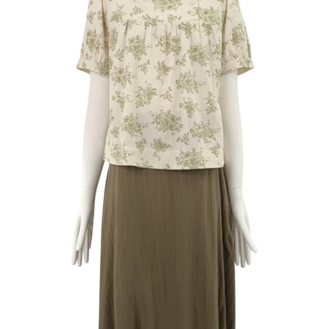 JADE PRINTED SHORT SLEEVE BLOUSE (V-BS75596)