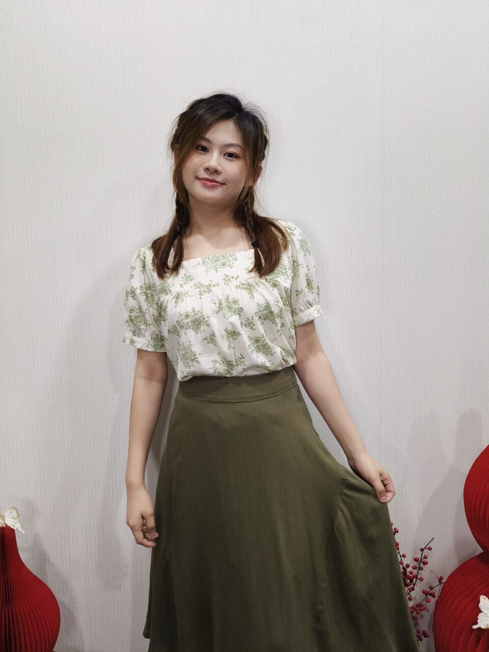 JADE PRINTED SHORT SLEEVE BLOUSE (V-BS75596)
