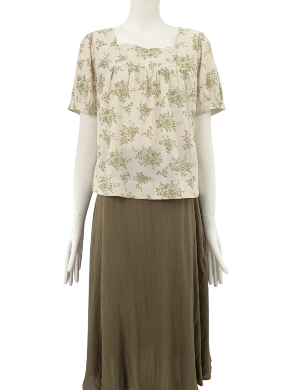 JADE PRINTED SHORT SLEEVE BLOUSE (V-BS75596)