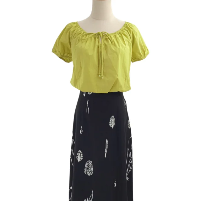 RIA PRINTED MIDI A LINE SKIRT (O-SKM56618)