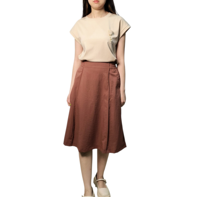 ALEC ELEGANT WRAP MIDI SKIRT(N-SKM56773)