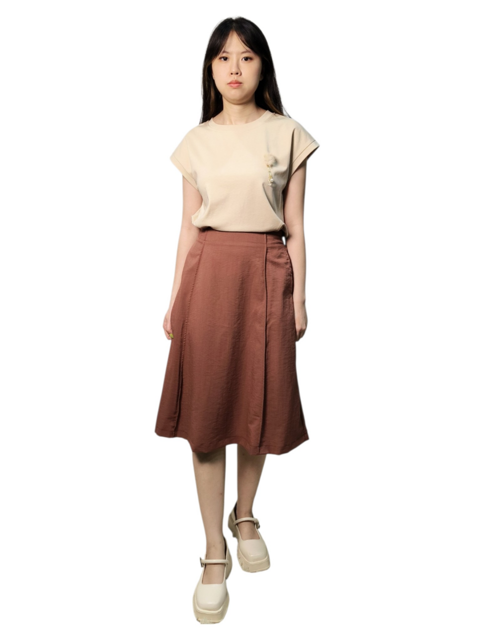 ALEC ELEGANT WRAP MIDI SKIRT(N-SKM56773)