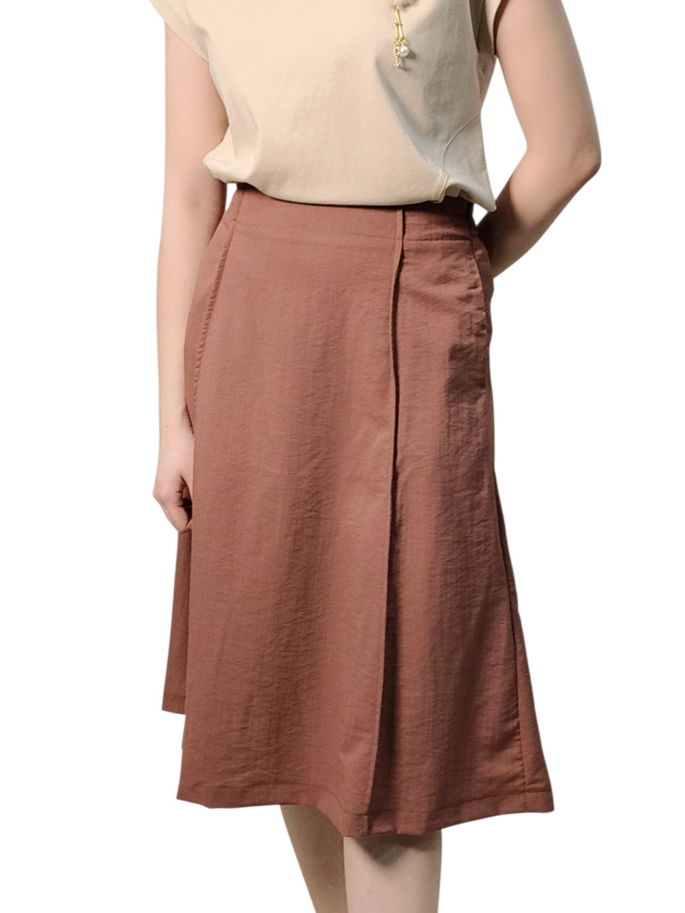 ALEC ELEGANT WRAP MIDI SKIRT(N-SKM56773)