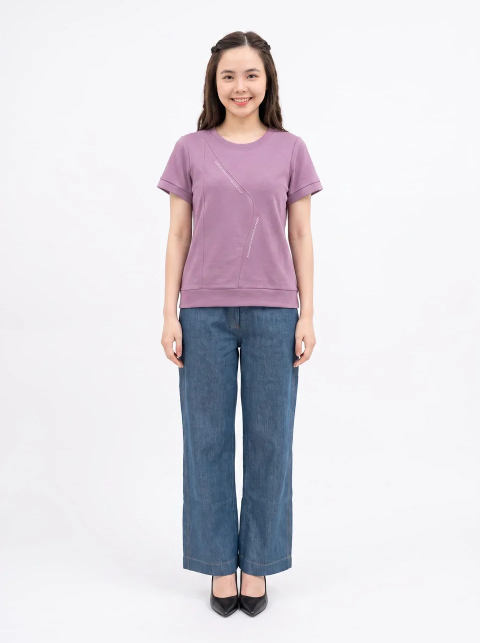 ANITA ASYMMETRIC STITCH DETAIL TOP