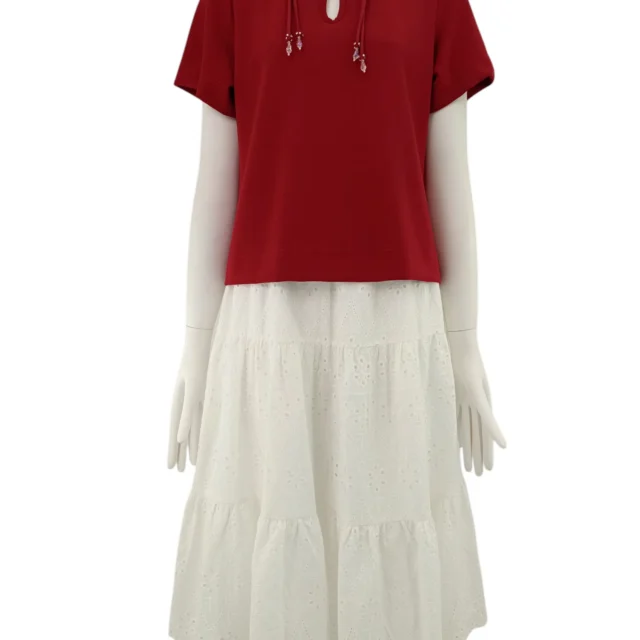 ANNA EMBROIDERY MIDI SKIRT (N-SKM56643)