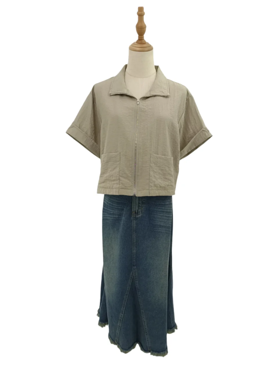 ELIN WAVY DENIM MIDI SKIRT