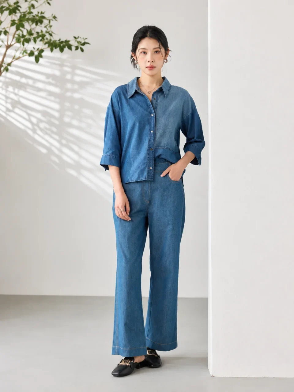JEANNA LIGHTWEIGHT DENIM CASUAL SHIRT