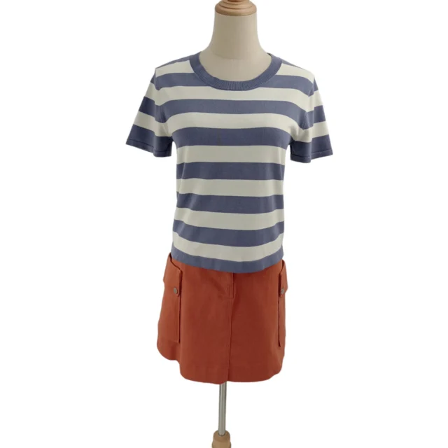 SAIRA STRIPED SHORT SLEEVE KNIT TOP (V-KS30533)