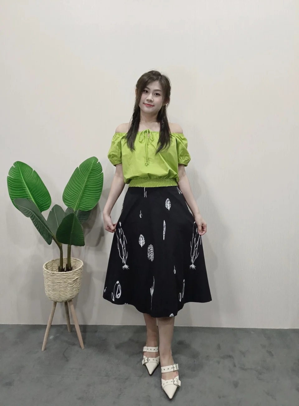 RIA PRINTED MIDI A LINE SKIRT — view 2