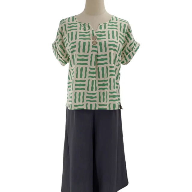 SALMA STRIPES SHORT SLEEVE BLOUSE (V-BS75566)