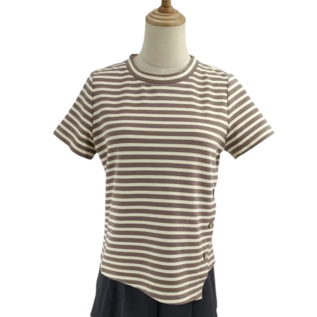ALIYA SHORT SLEEVE WITH STRIPED T SHRT (V-TS73579)