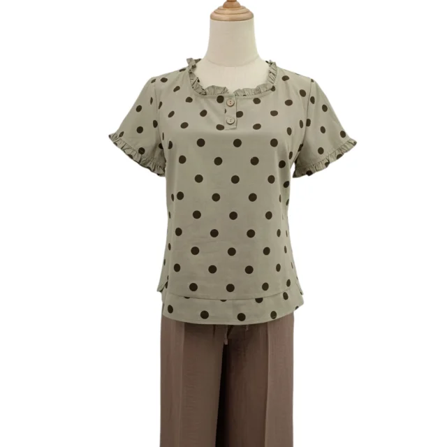 AYLA SHORT SLEEVE POLKA DOTS BLOUSE (O-BS75594)
