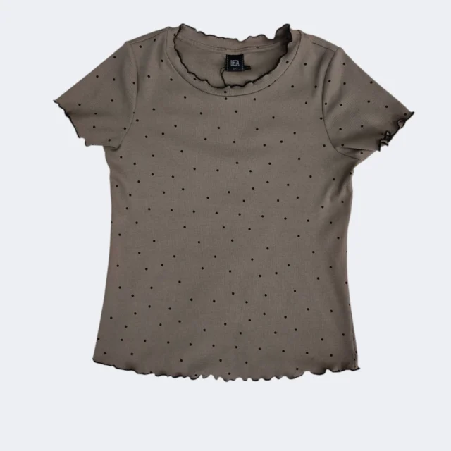 EMIL FRILL EDGE POLKA DOT KNIT TOP