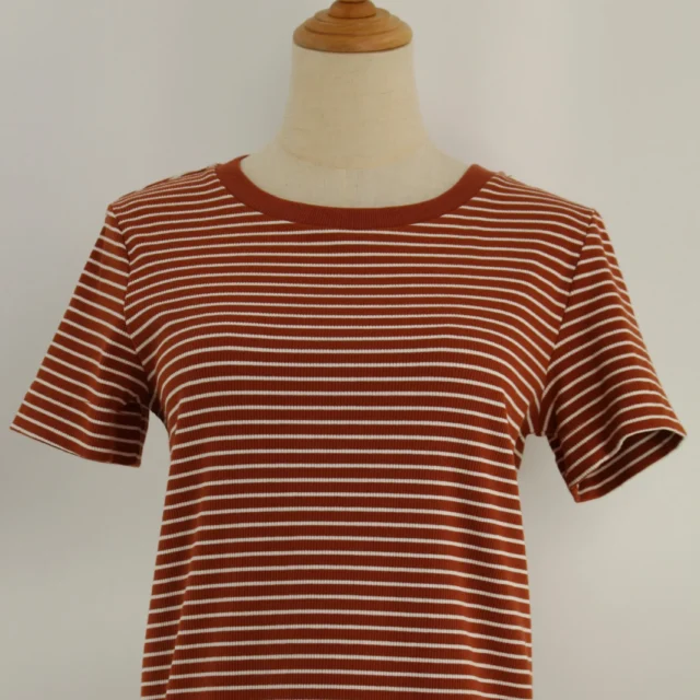 CORAL CASUAL STRIPED TOP (W-TS47226)