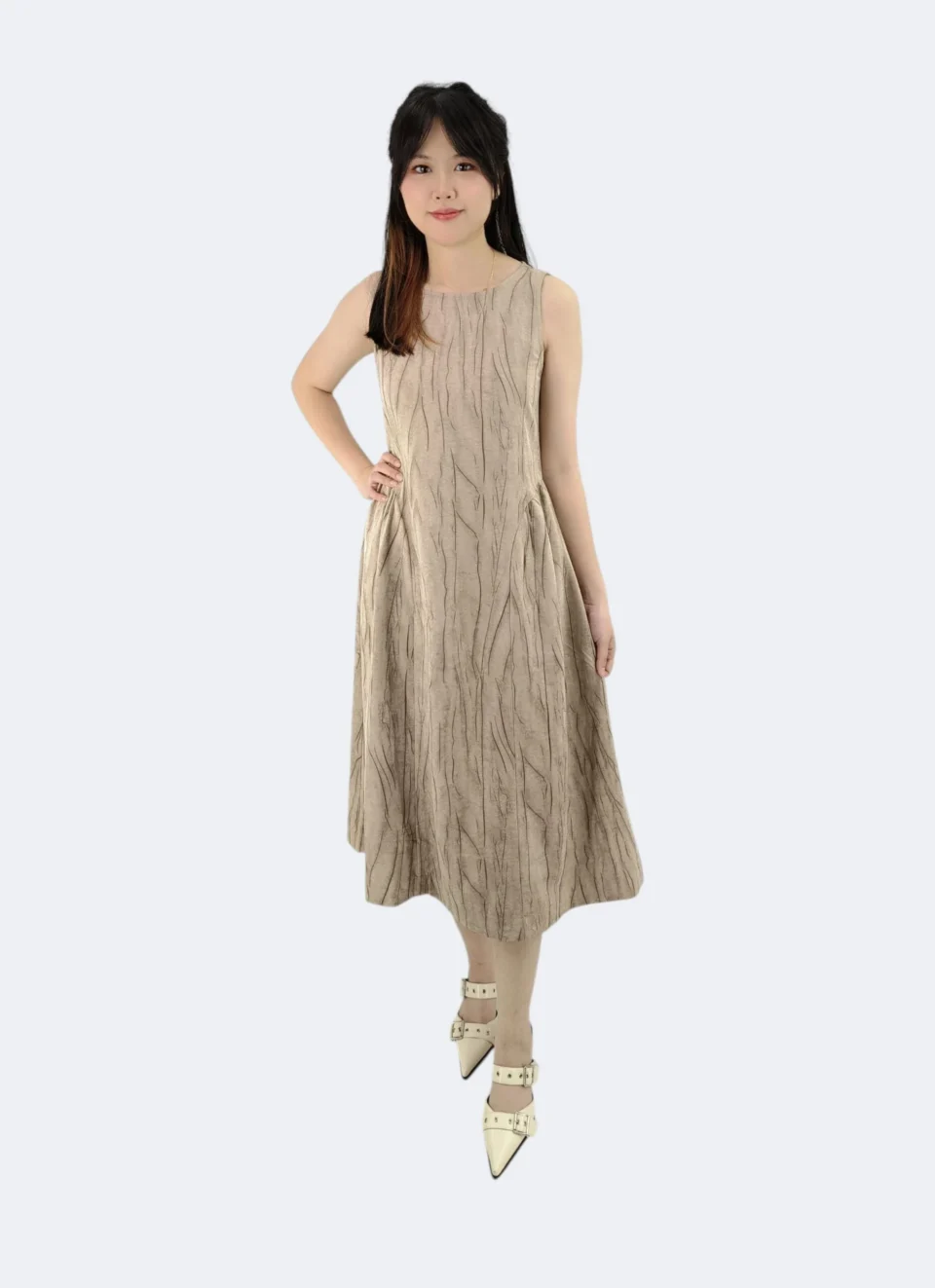 JADE TEXTURED LINEN DRESS — view 2