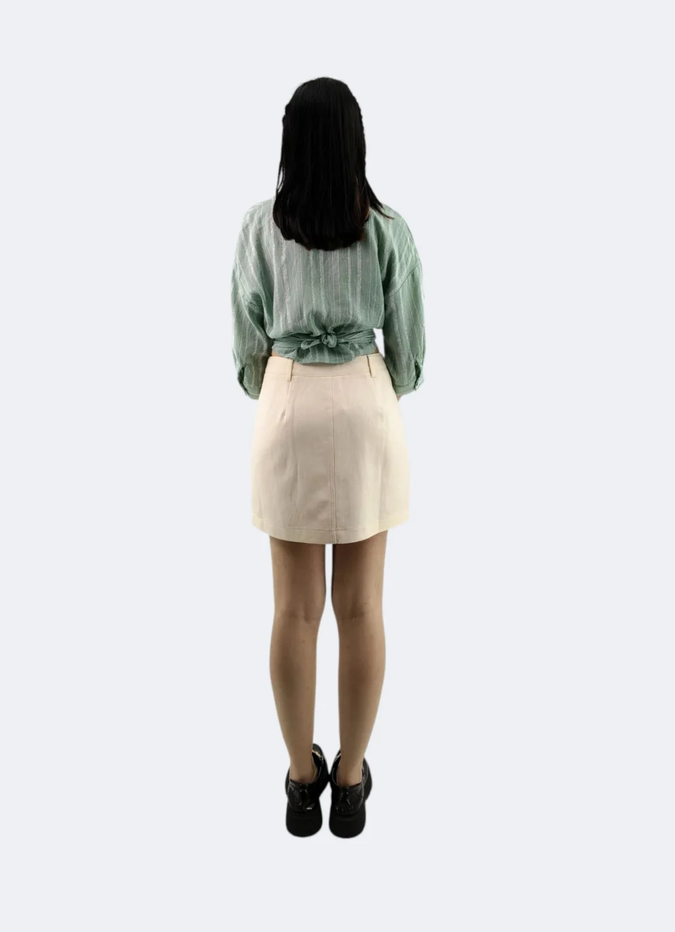 NADIA STRIPED TIE-FRONT BLOUSE — view 4