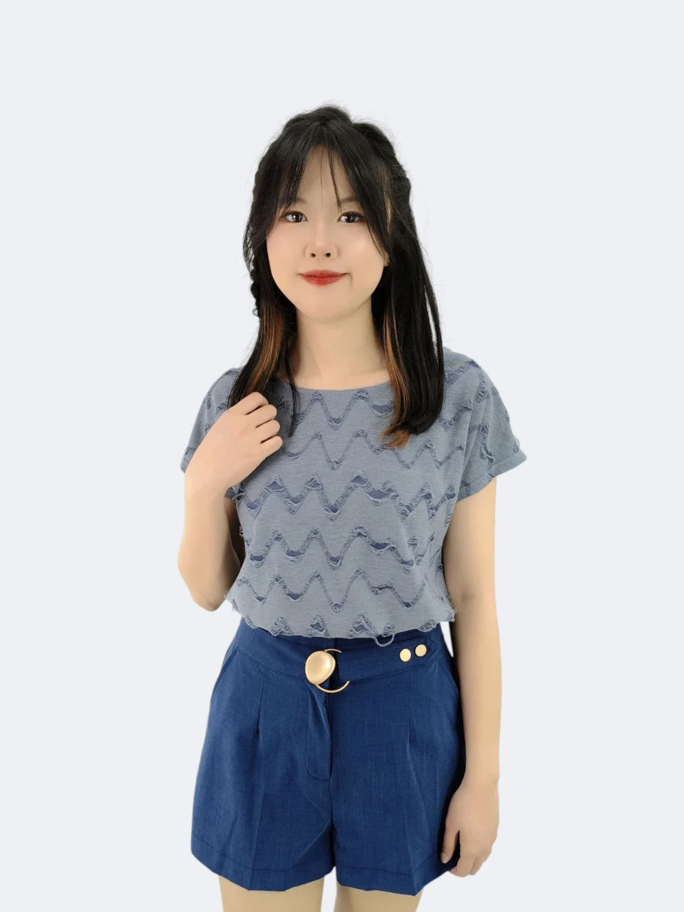 DORA WAVE PATTERN TIE-HEM TEE — view 2