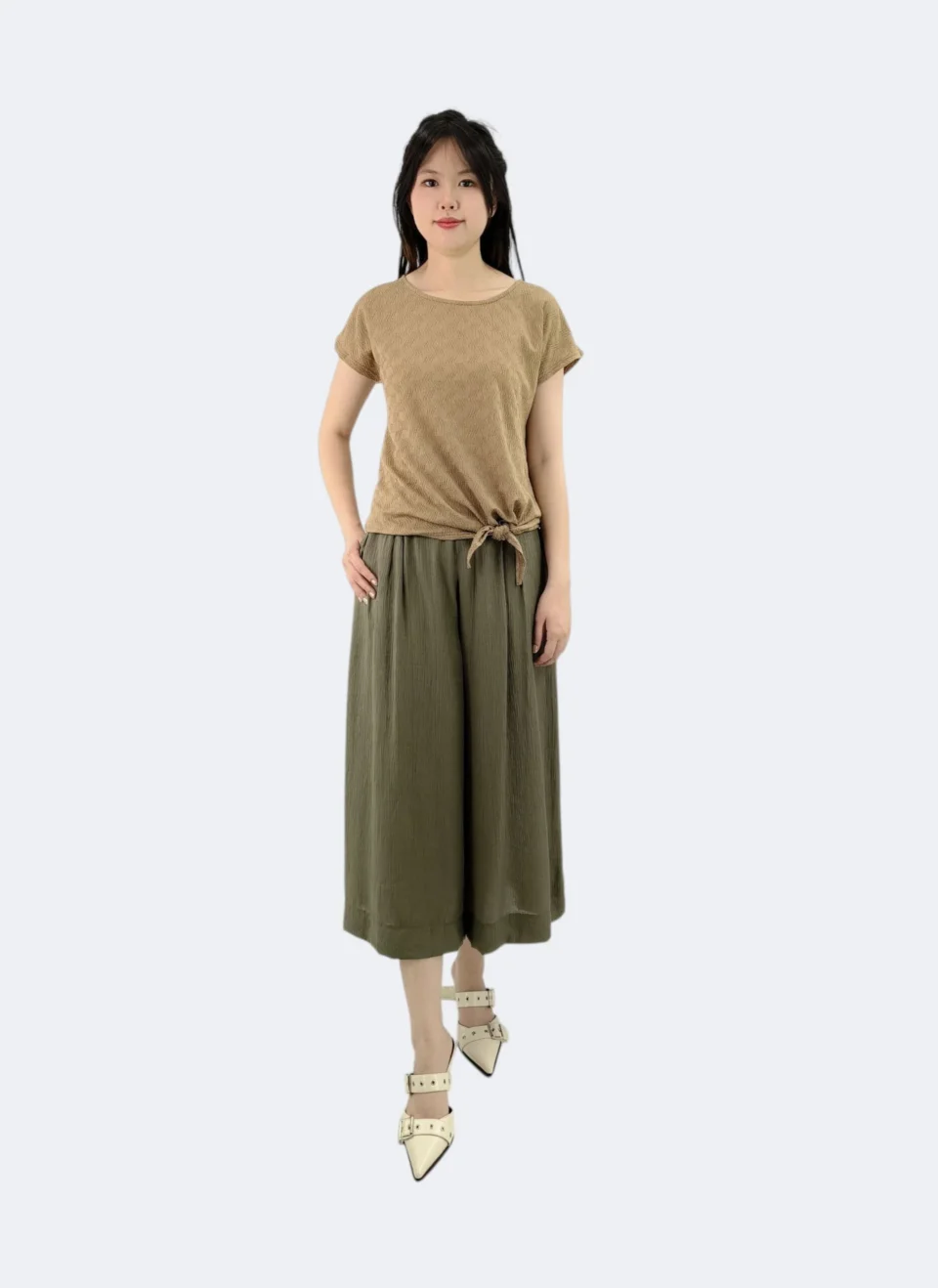 DORA WAVE PATTERN TIE-HEM TEE — view 4