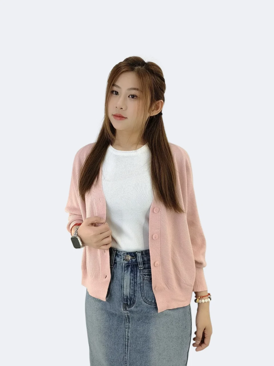LEA V-NECK BUTTON KNIT CARDIGAN — view 3