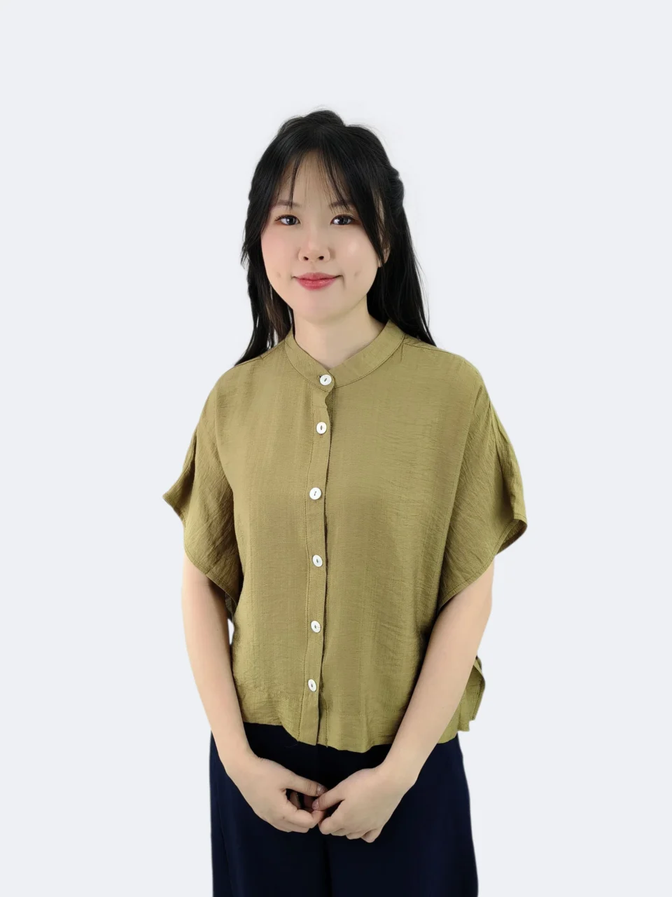 NATE MANDARIN COLLAR BUTTON-DOWN BLOUSE — view 4