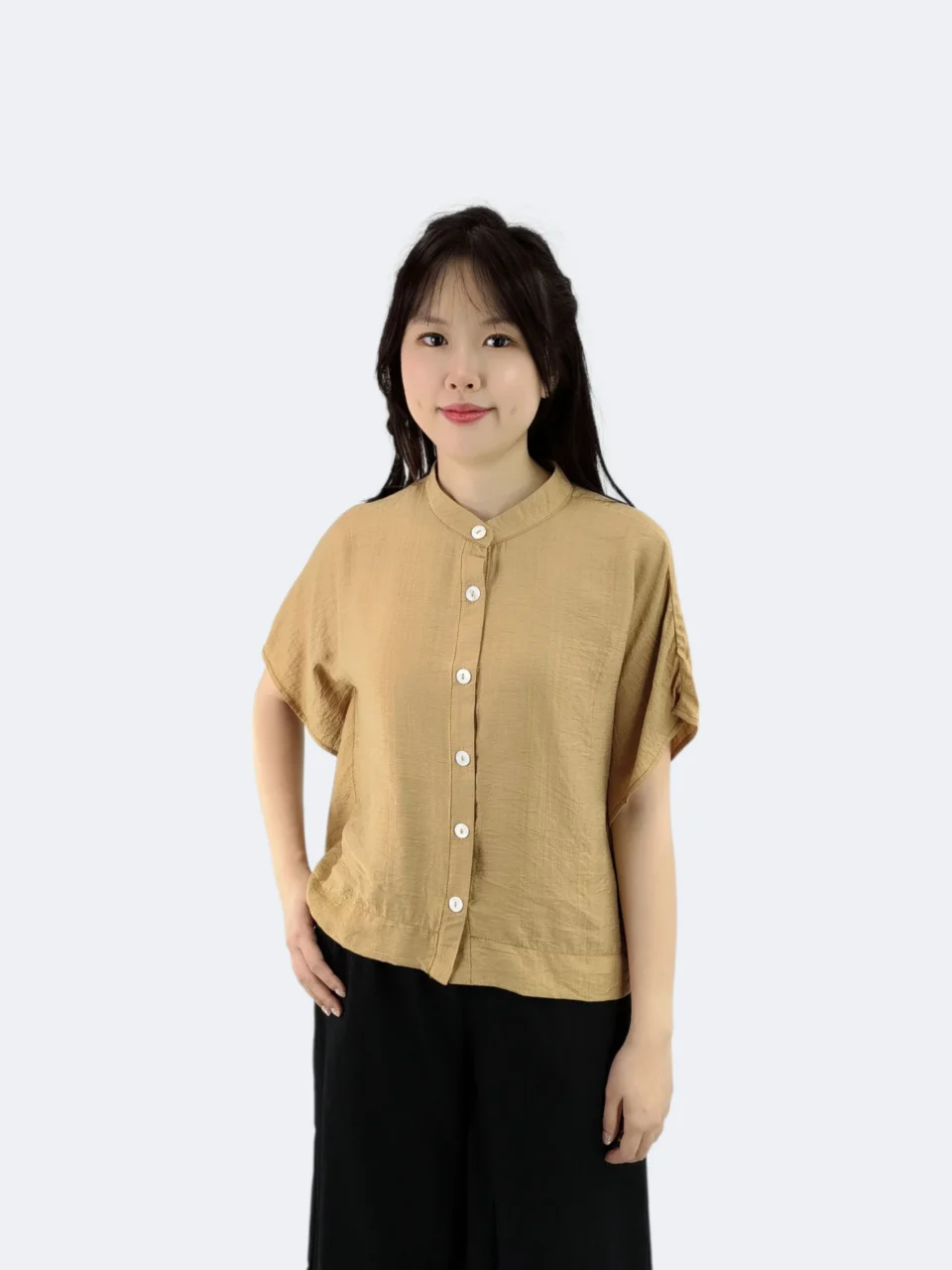 NATE MANDARIN COLLAR BUTTON-DOWN BLOUSE — view 3