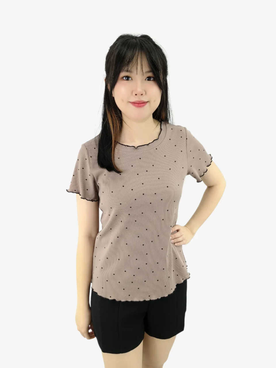 EMIL FRILL EDGE POLKA DOT KNIT TOP — view 3