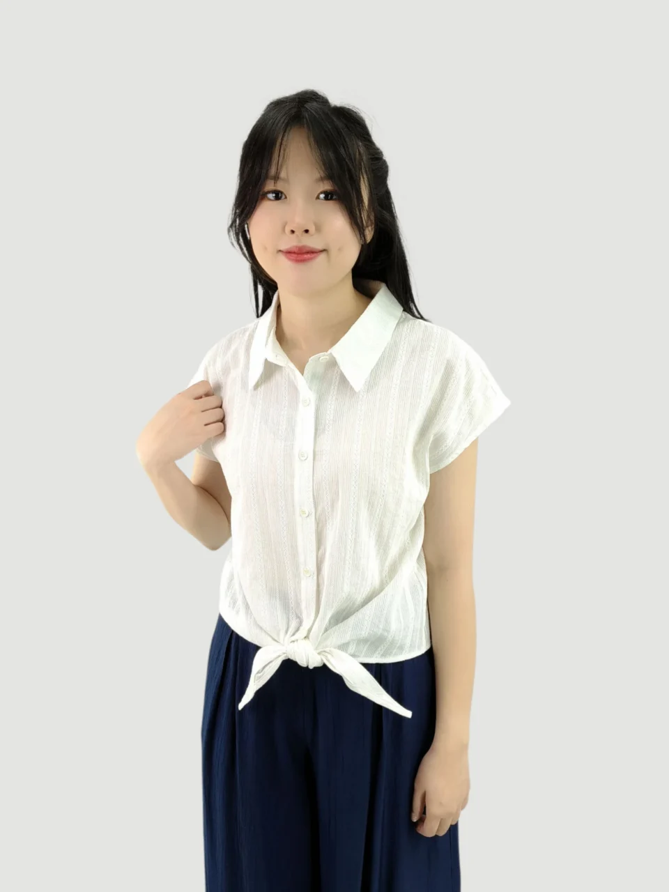 ELLIS KNOT-FRONT SHIRT BLOUSE （V-BC75735) — view 2