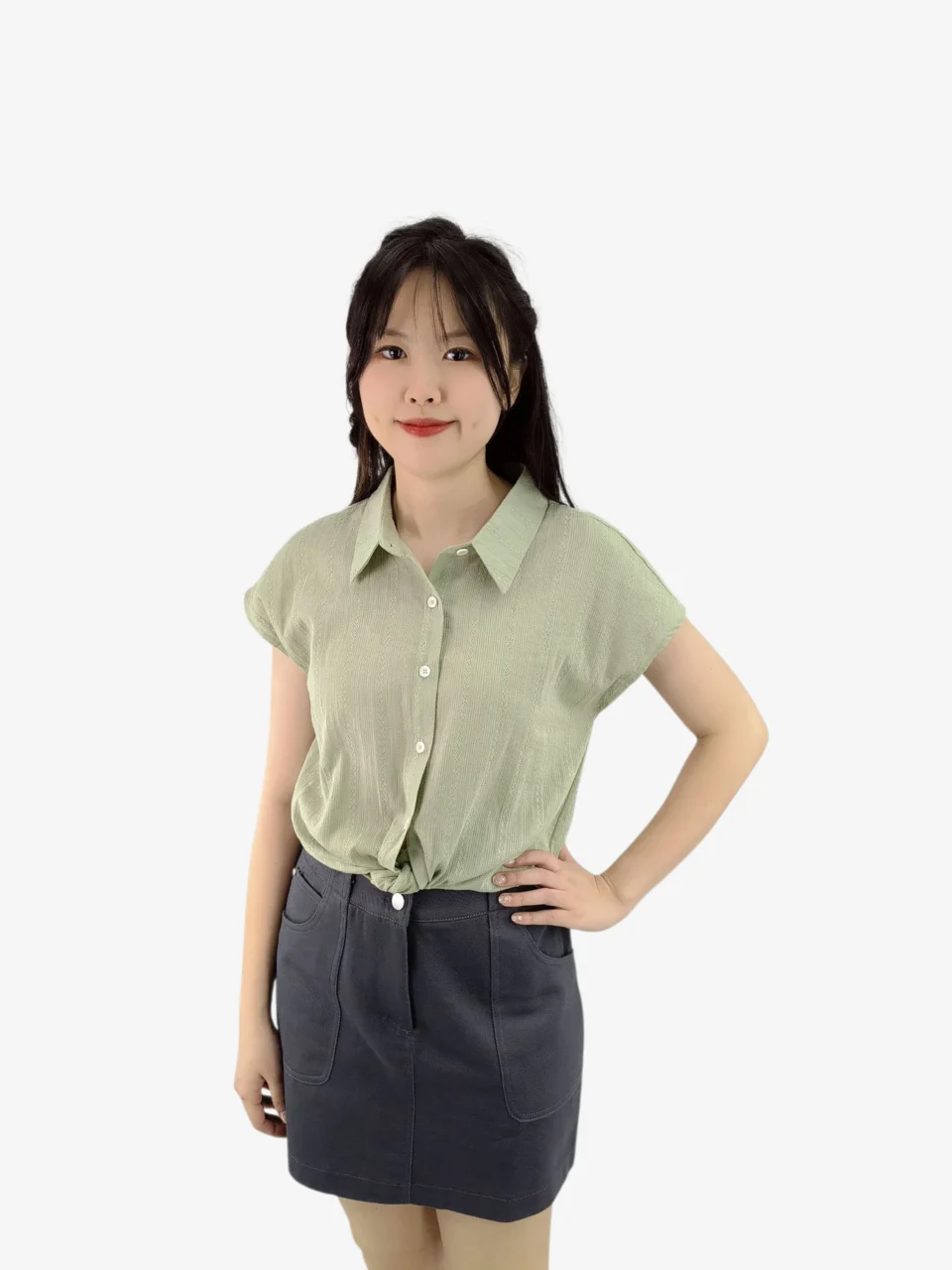 ELLIS KNOT-FRONT SHIRT BLOUSE （V-BC75735) — view 4