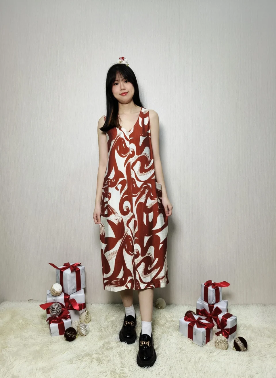 NORA ABSTRACT PRINT SLEEVELESS DRESS （N-DRV75817) — view 2