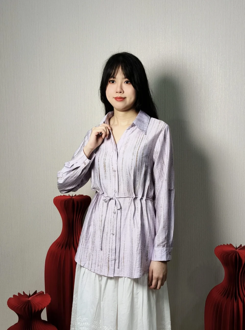 LEA DRAWSTRING WAIST SHIRT BLOUSE — view 3