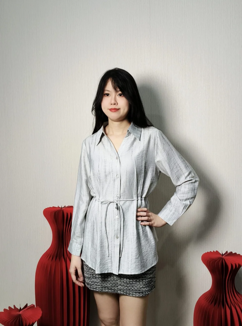LEA DRAWSTRING WAIST SHIRT BLOUSE — view 4