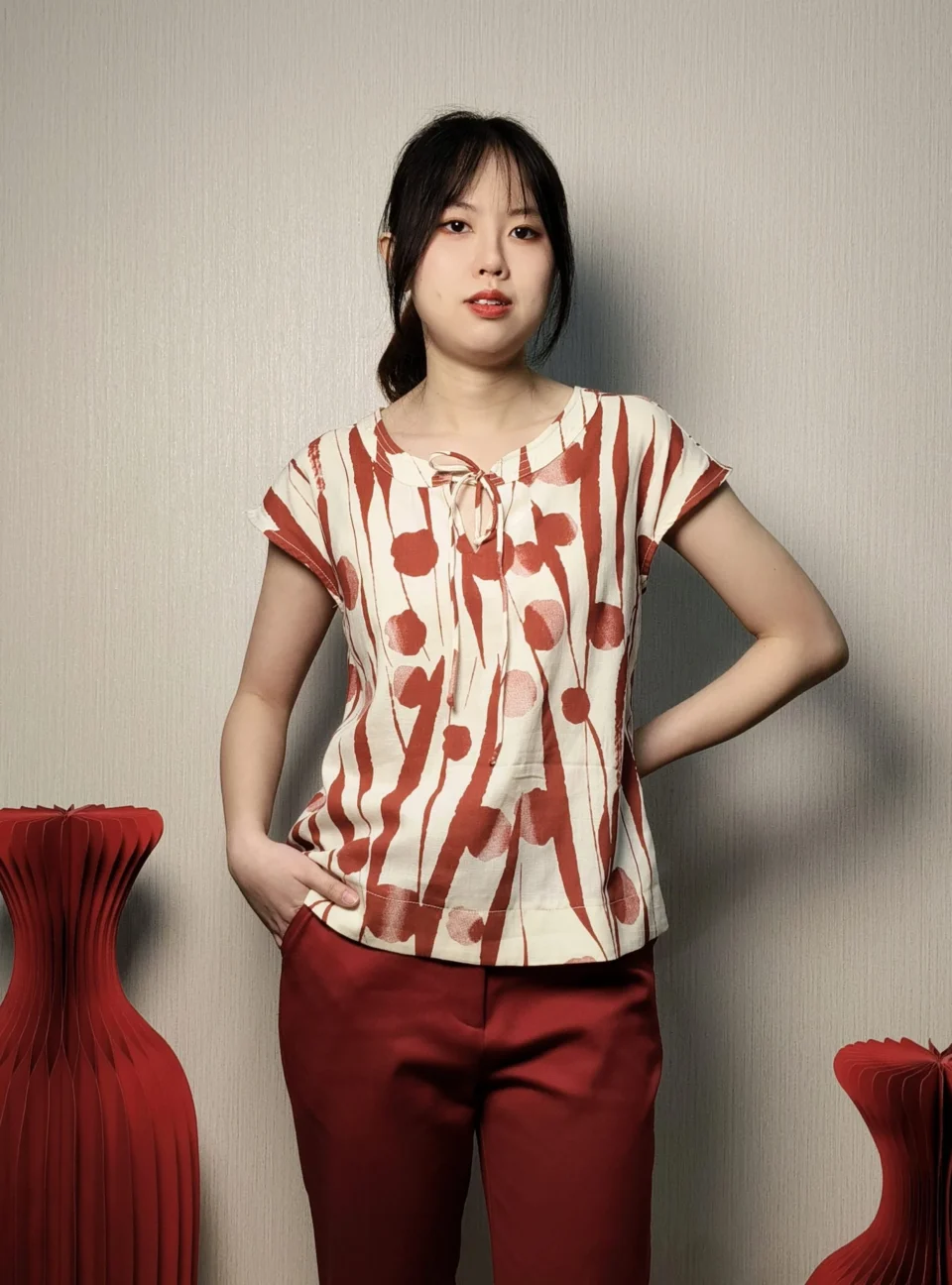 JULIA BOTANICAL TIE-NECK TOP — view 3