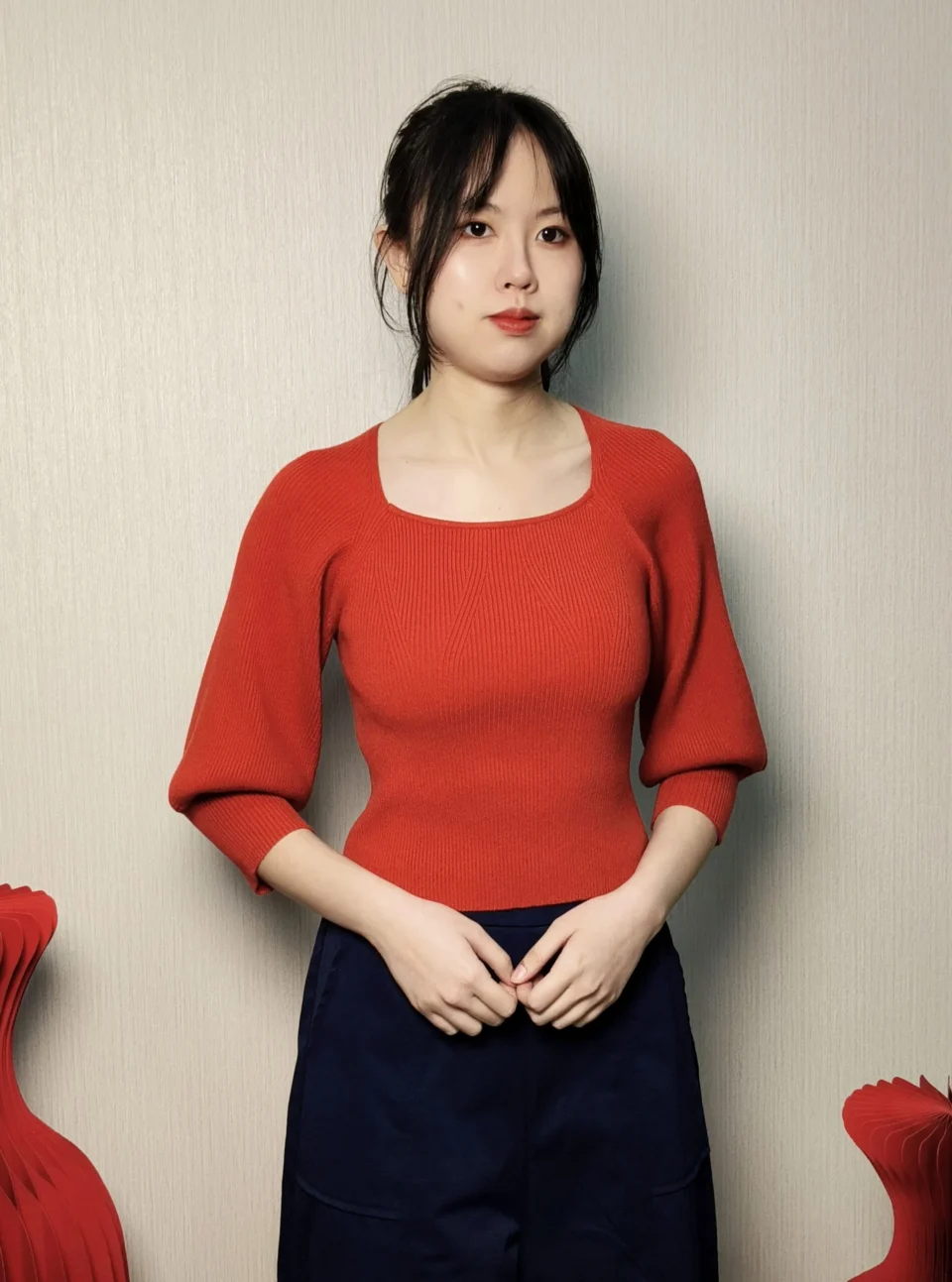 MILA AMBER PUFF SLEEVE KNIT TOP — view 2