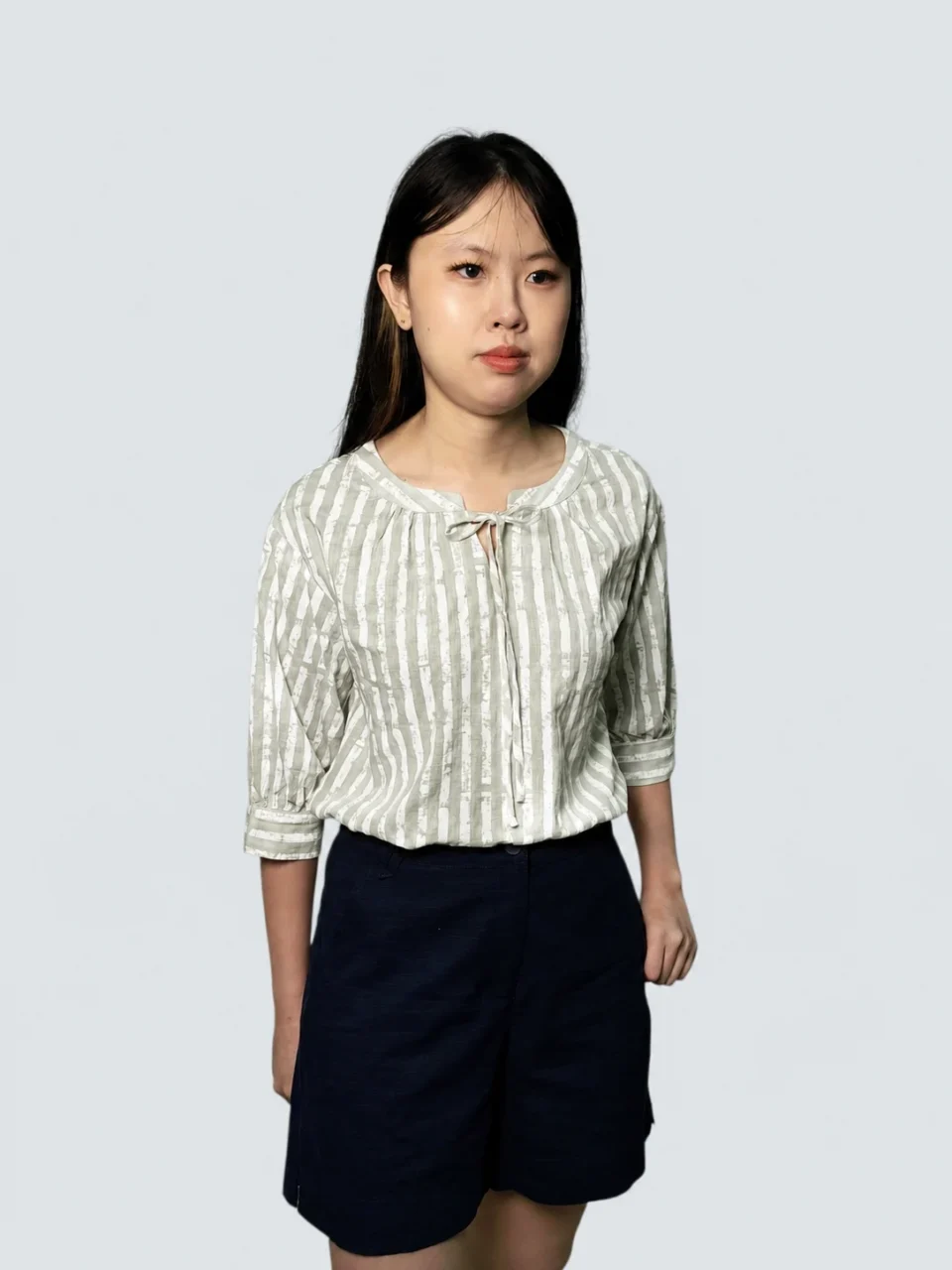 NICA TIE NECK STRIPE PRINT BLOUSE