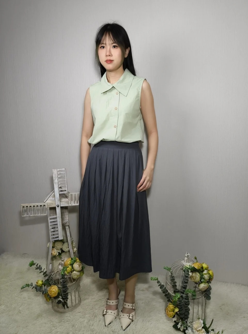 JOEL PLEATED MIDI SKIRT