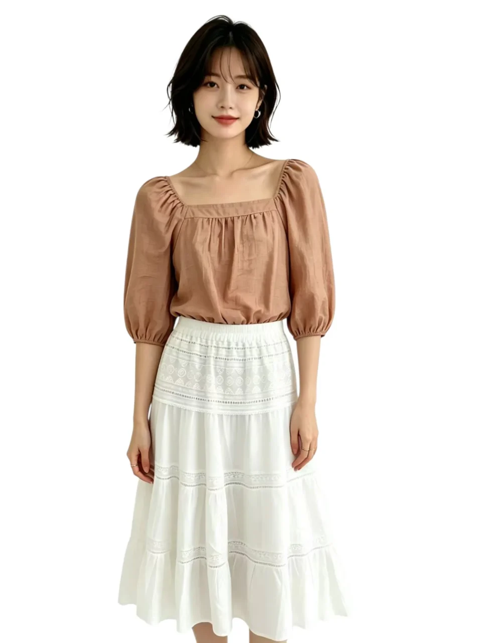 KAREN ELEGANT PUFF SLEEVE BLOUSE (V-BB75896） — view 4