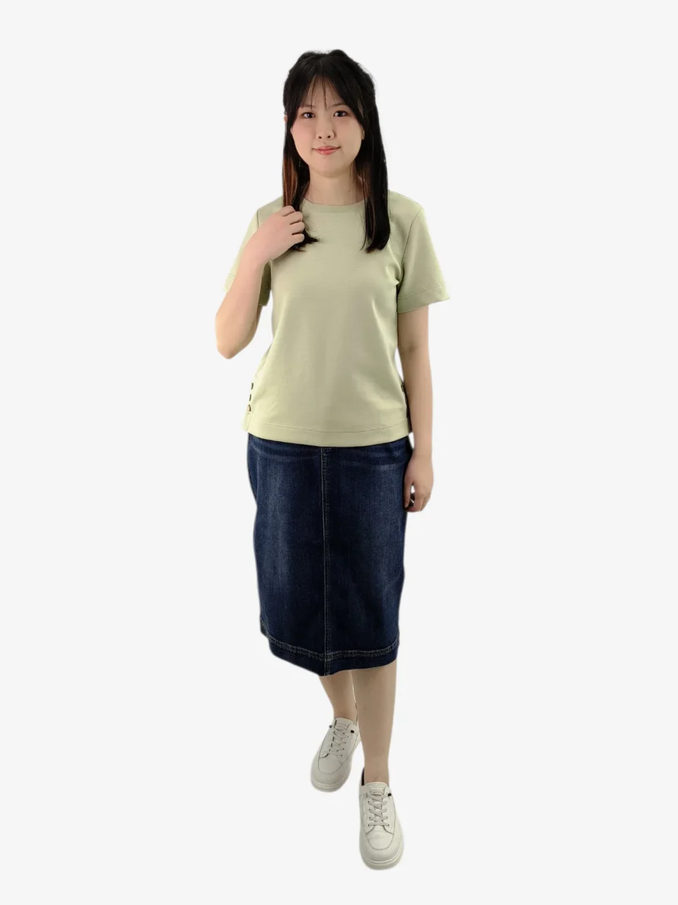 TIA SIDE BUTTON DETAIL TEE — view 2