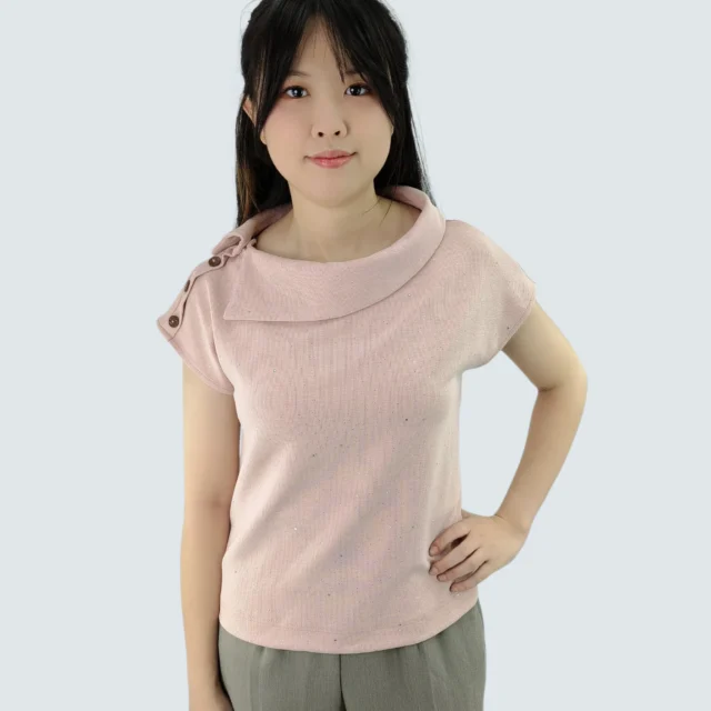 ADE SHIMMER HIGH NECK KNIT TOP