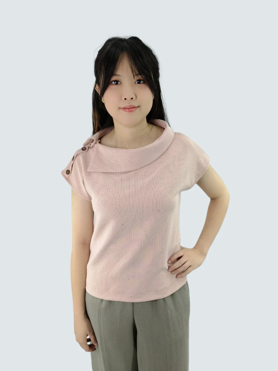 ADE SHIMMER HIGH NECK KNIT TOP
