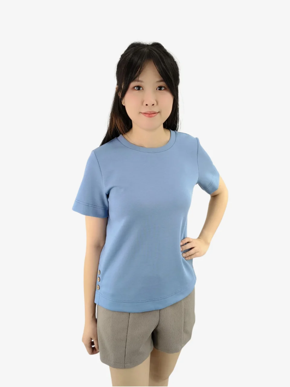 TIA SIDE BUTTON DETAIL TEE — view 4