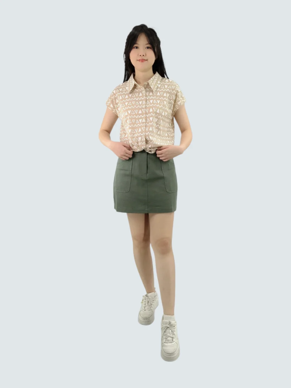CAROL TRIBAL PRINT TIE FRONT BLOUSE — view 2