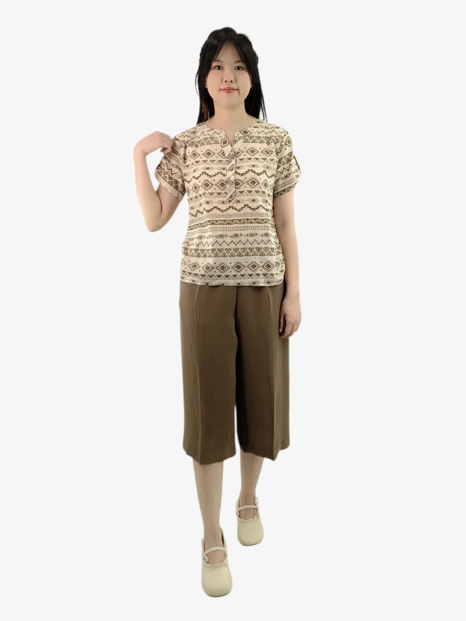 OLLIE GEOMETRIC PRINT TOP — view 2